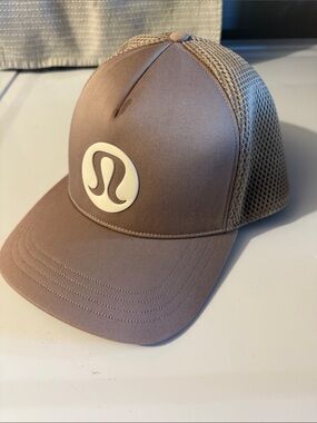 Lululemon Taupe Trucker Hat with White Logo